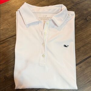Women’s Vineyard Vines White Polo Shirt with Navy Trim